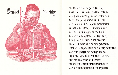 MAHR, Karl - Der Druckbuchstabe. Sein Werdegang in der Schriftgieerei dargestellt in Holzschnitten und Versen.