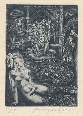 (FINGESTEN, Michel) - Himmlische und irdische Liebe. (Exlibris van G.M. van Wees).