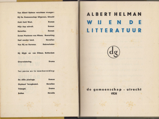 HELMAN, Albert - Wij en de litteratuur.